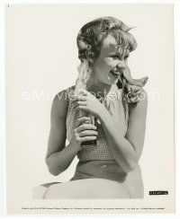 7f194 HAYLEY MILLS 8x10 still '64 close up laughing & holding Coke bottle from The Chalk Garden!