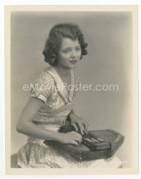 7f239 JANET GAYNOR 8x10 still '20s super young seated portrait playing an autoharp!