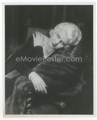 7f251 JEAN HARLOW 8x10 still '30s great sexy seated portrait leaning on fur coat by Pach Bros!