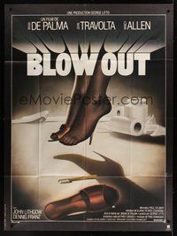 7h387 BLOW OUT French 1p '81 John Travolta, Brian De Palma, cool different art by Landi!