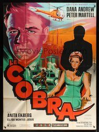 7h408 COBRA French 1p '67 different Dana Andrews & sexy Anita Ekberg by Belinsky!