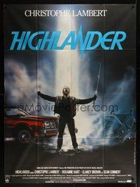 7h476 HIGHLANDER French 1p '86 different art of immortal Christopher Lambert by Rombi!