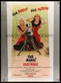 7h604 VIVA MARIA French 1p '65 Louis Malle, sexiest French babes Brigitte Bardot & Jeanne Moreau!