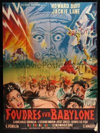 7h605 WAR GODS OF BABYLON French 1p '64 HOward Duff, cool artwork by Constantine Belinsky