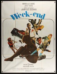 7h608 WEEK END French 1p '68 Jean-Luc Godard, completely different montage w/sexy Mireille Darc!