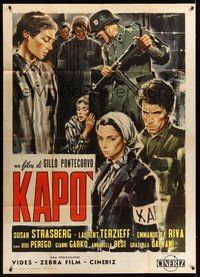 7h115 KAPO Italian 1p '59 Susan Strasberg, Emmanuelle Riva, different art by Sandro Symeoni!