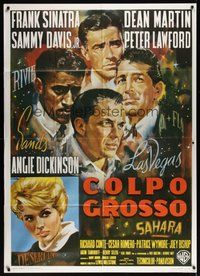 7h132 OCEAN'S 11 Italian 1p R90s art of Sinatra, Martin, Davis, Dickinson & Lawford by Ciriello!