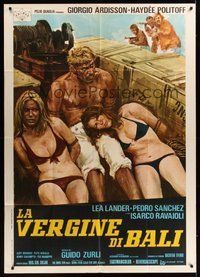 7h157 VIRGIN OF BALI Italian 1p '72 art of Ardisson tied up with girls in bikinis by Ciriello!