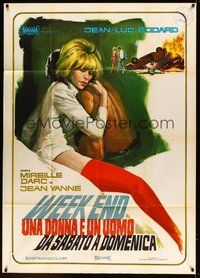 7h160 WEEK END Italian 1p '68 Jean-Luc Godard, completely different art of sexy Mireille Darc!