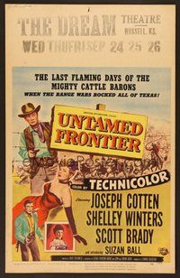 7h352 UNTAMED FRONTIER WC '52 cowboy Joseph Cotten, sexy showgirl Shelley Winters!