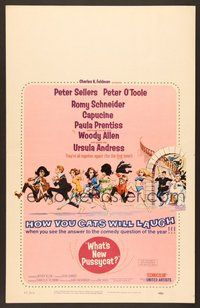 7h358 WHAT'S NEW PUSSYCAT WC '65 Frank Frazetta art of Woody Allen, Peter O'Toole & sexy babes!