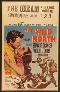 7h360 WILD NORTH WC '52 artwork of Stewart Granger holding sexy Cyd Charisse!