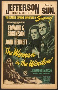 7h361 WOMAN IN THE WINDOW WC '44 Fritz Lang, Edward G. Robinson, sexy Joan Bennett!