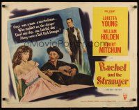 7z569 RACHEL & THE STRANGER style A 1/2sh '48 art of William Holden, Robert Mitchum, Loretta Young!