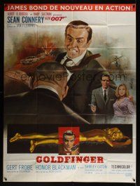 8c142 GOLDFINGER French 1p R70s three great images of Sean Connery as James Bond 007, Mascii art!