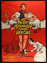 8c182 THREE STOOGES MEET HERCULES French 1p '61 different art of them w/Samson Burke by Kerfyser!