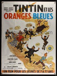 8c183 TINTIN ET LES ORANGES BLEUES French 1p R80s artwork by Herge, from his classic cartoon!