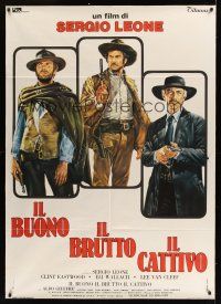 8c273 GOOD, THE BAD & THE UGLY Italian 1p R70s Eastwood, Van Cleef, Wallach, different Casaro art!