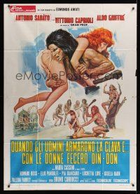 8c343 WHEN WOMEN PLAYED DING DONG Italian 1p '71 Bruno Corbucci wacky caveman sexploitation movie!