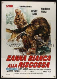 8c344 WHITE FANG TO THE RESCUE Italian 1p '75 Casaro art of dog saving man from attacking bear!