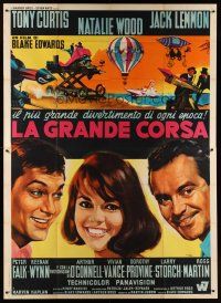 8c210 GREAT RACE Italian 2p R60s Tony Curtis, Jack Lemmon & Natalie Wood, completely different!