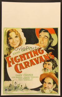 8c403 FIGHTING CARAVANS WC '31 Zane Grey, cool art of Gary Cooper, Lily Damita & top stars!