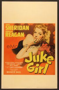 8c431 JUKE GIRL WC '42 best close up of sexiest bad girl Ann Sheridan & kissing Ronald Reagan!