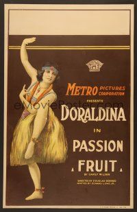 8c466 PASSION FRUIT WC '21 full-length stone litho Doraldina dancing in grass skirt!