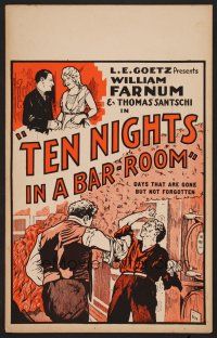 8c502 TEN NIGHTS IN A BARROOM WC '31 art of William Farnum knocking out Tom Santschi!