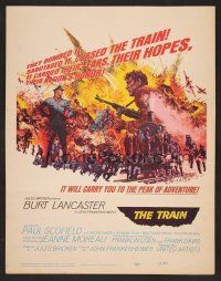 8c510 TRAIN WC '65 art of Burt Lancaster & Paul Scofield in WWII, directed by John Frankenheimer!