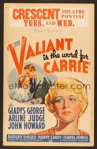 8c512 VALIANT IS THE WORD FOR CARRIE WC '36 art of Gladys George, who goes from tramp to success!