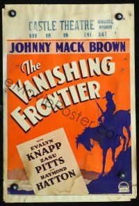 8c513 VANISHING FRONTIER WC '32 cool silhouette art of Johnny Mack Brown on horseback with rifle!