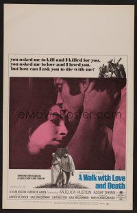 8c515 WALK WITH LOVE & DEATH WC '69 John Huston, Anjelica Huston romantic close up!