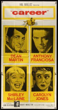 8d357 CAREER 3sh '59 Dean Martin, Shirley MacLaine, Tony Franciosa, Carolyn Jones