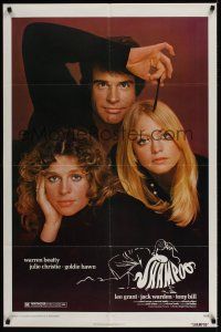 8e770 SHAMPOO 1sh '75 best close up of Warren Beatty, Julie Christie & Goldie Hawn!