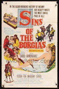 8e785 SINS OF THE BORGIAS 1sh '55 Christian-Jaque's Lucrece Borgia, sexy Martine Carol!