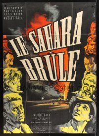 8p429 SAHARA ON FIRE French 1p '61 Michel Gast, Jean Servais, cool Mascii artwork of cast!