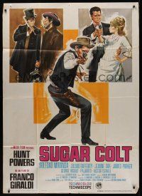 8p149 SUGAR COLT Italian 1p '66 Hunt Powers, cool spaghetti western art by Sandro Symeoni!