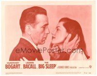 9b149 BIG SLEEP LC #5 R54 wonderful romantic c/u of Humphrey Bogart & Lauren Bacall, Howard Hawks