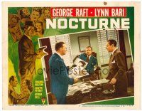 9b538 NOCTURNE LC #6 '46 man shows George Raft & Walter Sande photographs of beautiful Lynn Bari!