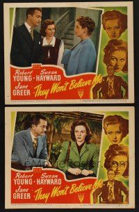 9c850 THEY WON'T BELIEVE ME 2 LCs '47 Susan Hayward, Robert Young, Jane Greer, Irving Pichel noir!