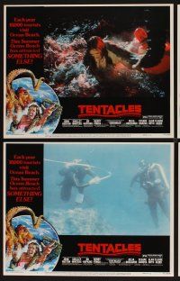 9c362 TENTACLES 8 LCs '77 John Huston, Shelley Winters, Bo Hopkins, Henry Fonda