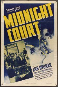 9e625 MIDNIGHT COURT 1sh '37 romantic close up of Ann Dvorak & district attorney John Litel!