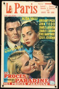 9h483 PARADINE CASE Belgian R62 Alfred Hitchcock, Gregory Peck, Ann Todd, pretty Alida Valli!