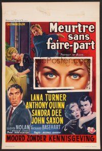 9h486 PORTRAIT IN BLACK Belgian '60 art of Lana Turner, Anthony Quinn & Sandra Dee!