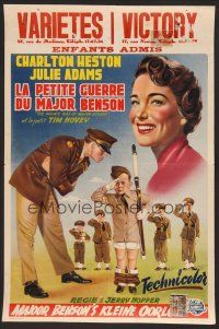 9h488 PRIVATE WAR OF MAJOR BENSON Belgian '55 art of Charlton Heston ordering around little kids!