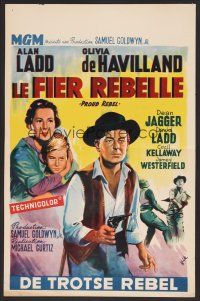 9h489 PROUD REBEL Belgian '58 different art of Alan Ladd w/son David Ladd + Olivia de Havilland!