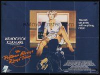 9h084 POSTMAN ALWAYS RINGS TWICE British quad '81 art of Jack Nicholson & sexy Jessica Lange!