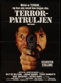 9h696 NIGHTHAWKS Danish '81 cool split image of Sylvester Stallone & Rutger Hauer!