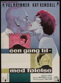 9h701 ONCE MORE WITH FEELING Danish '60Stilling romantic kiss c/u art of Yul Brynner & Kay Kendall!